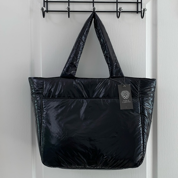 Puffer Shiny Black Quilted Vince Camuto Bag - Picture 14 of 17